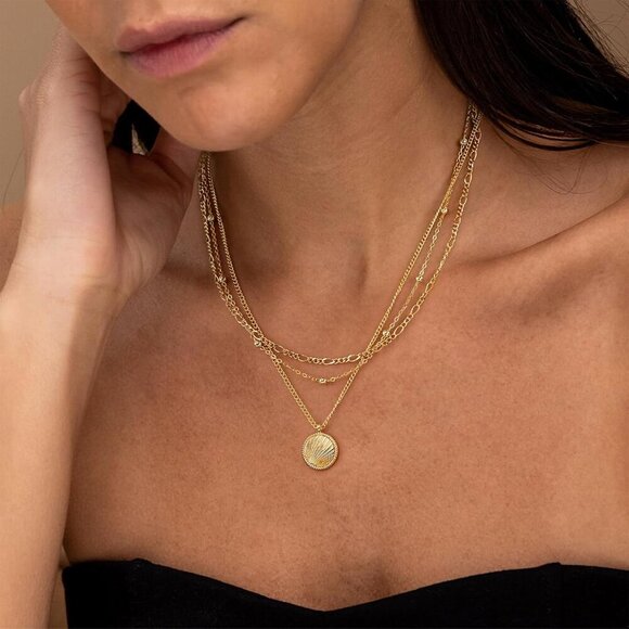 Layered Gold Necklaces for Women,14K Gold Plated Dainty Stackable Stack Choker N - Picture 3 of 7